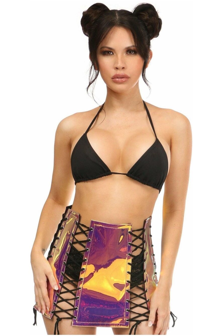 3508 Rainbow Gold Holo Lace-Up Skirt 2X